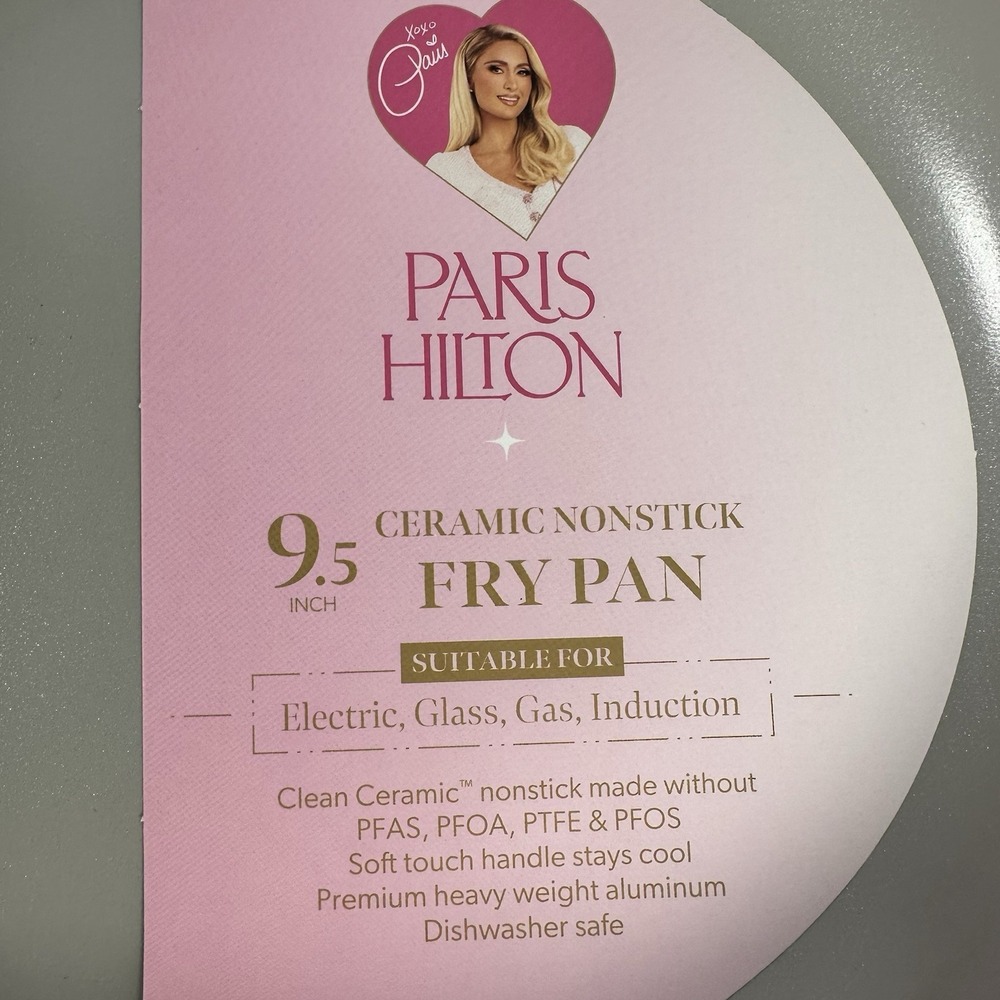 Paris Hilton 9.5" Ceramic Nonstick Fry Pan Pink Aluminum Induction Safe - Picture 3 of 7